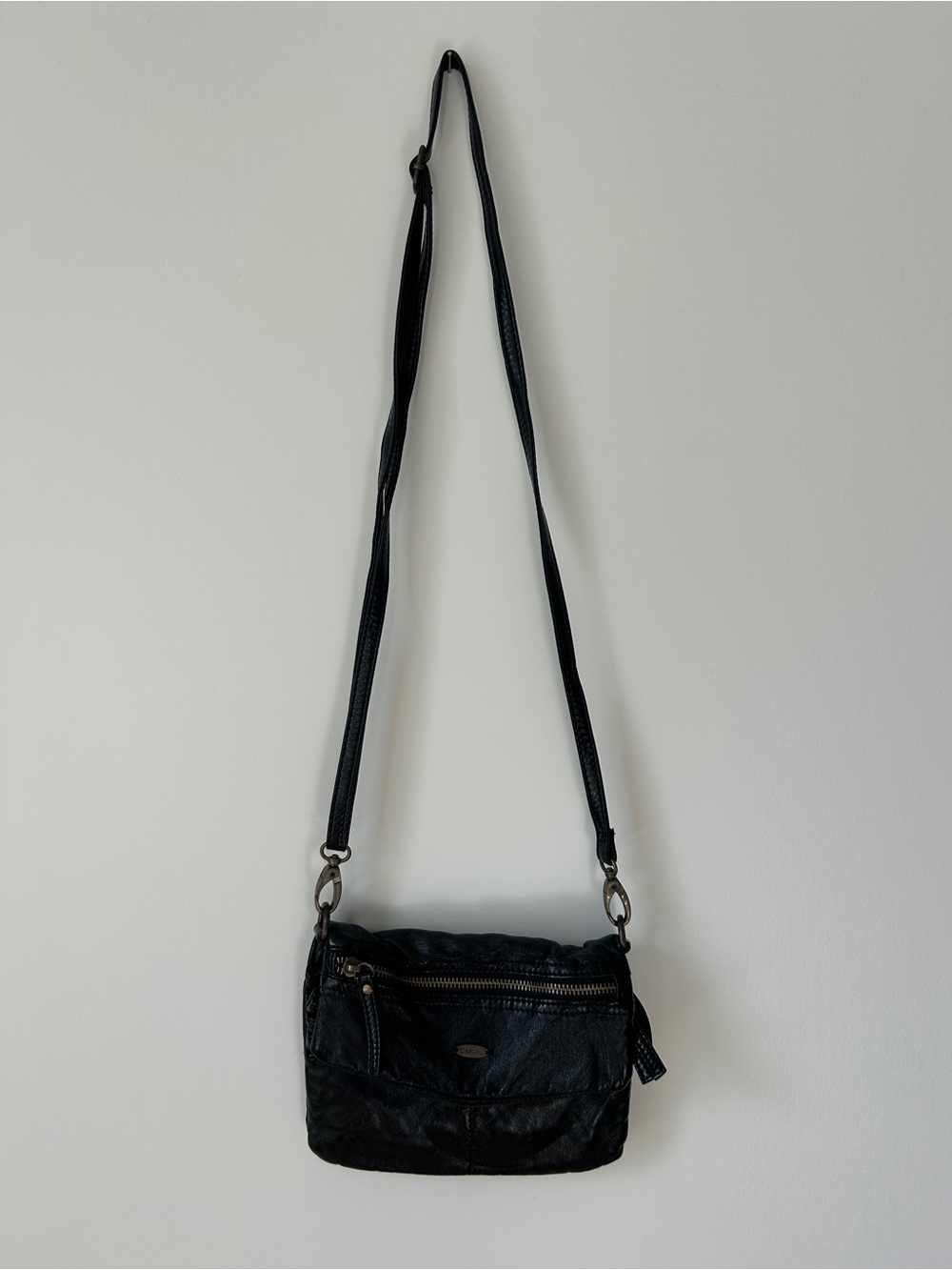 Vintage Black Leather Crossbody Bag